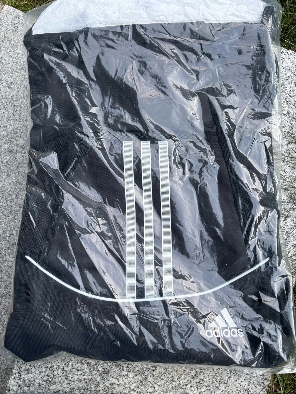 adidas Black drawstring bag with White Three-Stripes